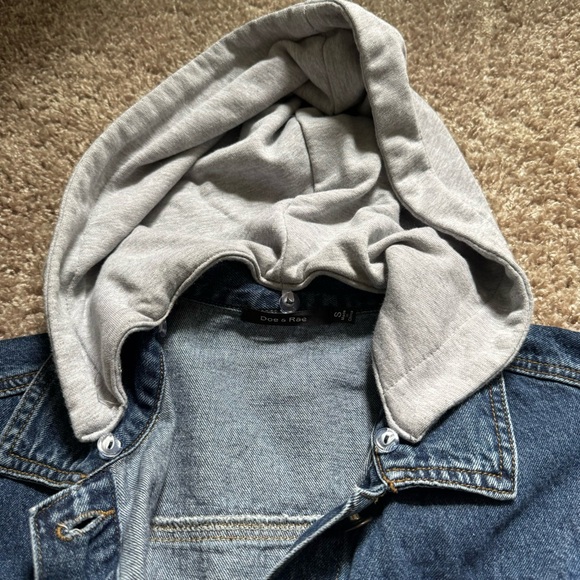 Doe & Rae Women’s Washed Denim Jacket With Hood Size Small Jean Jacket - Picture 14 of 14